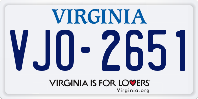 VA license plate VJO2651