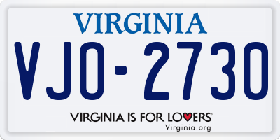 VA license plate VJO2730