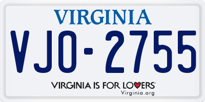 VA license plate VJO2755