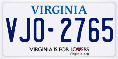 VA license plate VJO2765