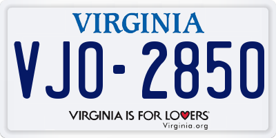 VA license plate VJO2850
