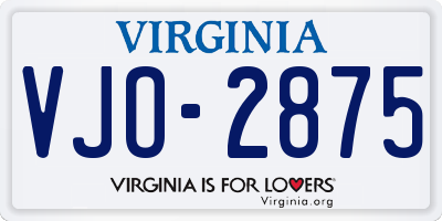 VA license plate VJO2875