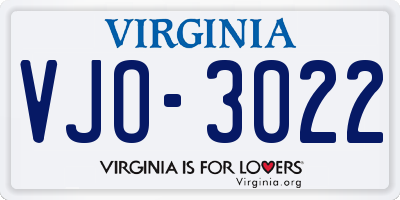 VA license plate VJO3022