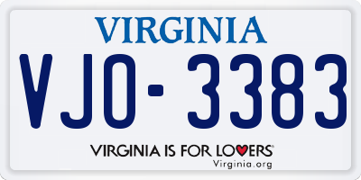 VA license plate VJO3383
