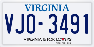 VA license plate VJO3491