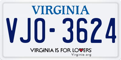 VA license plate VJO3624