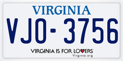 VA license plate VJO3756