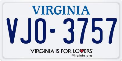 VA license plate VJO3757