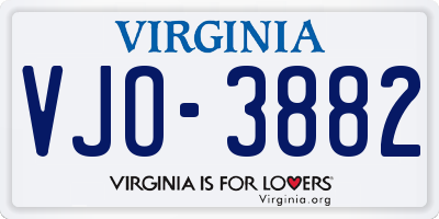 VA license plate VJO3882