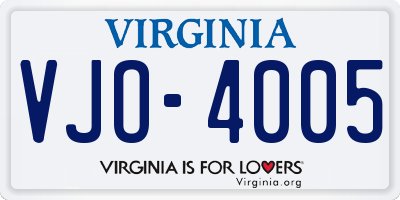VA license plate VJO4005