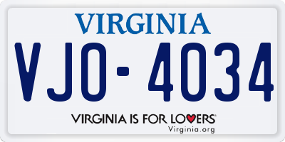 VA license plate VJO4034