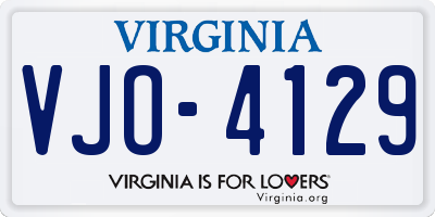 VA license plate VJO4129