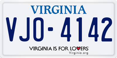 VA license plate VJO4142