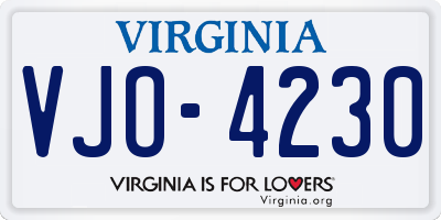 VA license plate VJO4230