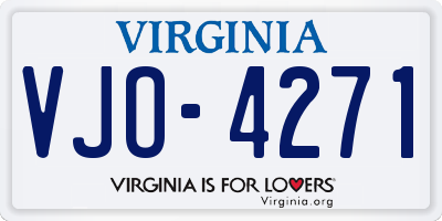 VA license plate VJO4271
