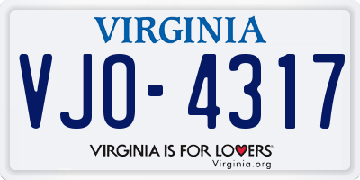 VA license plate VJO4317