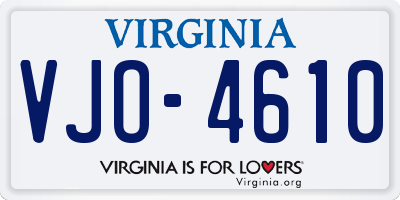 VA license plate VJO4610