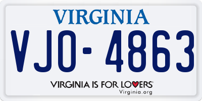 VA license plate VJO4863