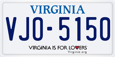 VA license plate VJO5150