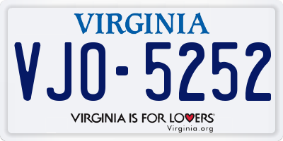 VA license plate VJO5252
