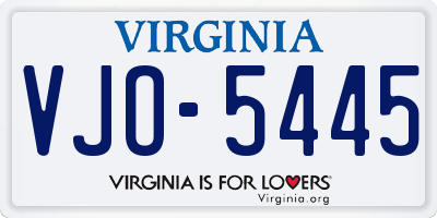 VA license plate VJO5445