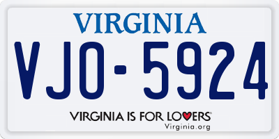 VA license plate VJO5924