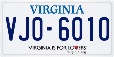 VA license plate VJO6010