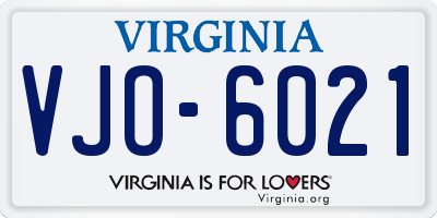VA license plate VJO6021