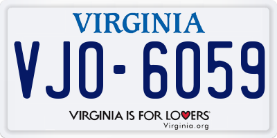 VA license plate VJO6059