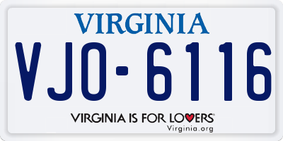 VA license plate VJO6116