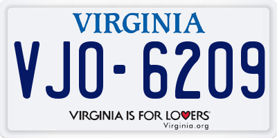 VA license plate VJO6209