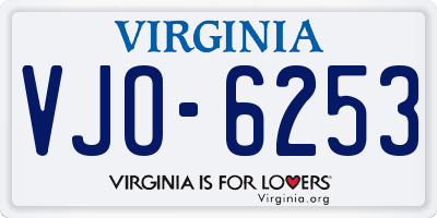 VA license plate VJO6253