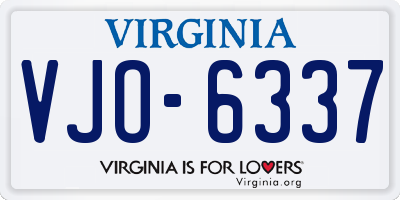 VA license plate VJO6337