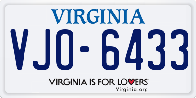 VA license plate VJO6433