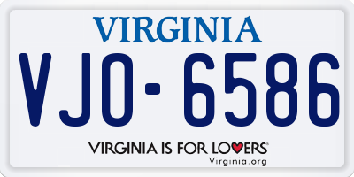 VA license plate VJO6586