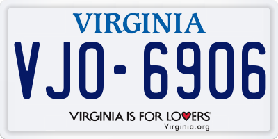 VA license plate VJO6906