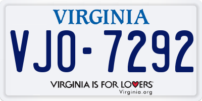 VA license plate VJO7292