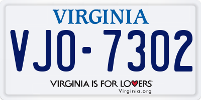 VA license plate VJO7302