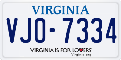 VA license plate VJO7334