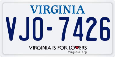 VA license plate VJO7426