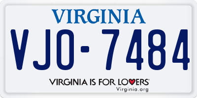 VA license plate VJO7484
