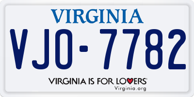 VA license plate VJO7782