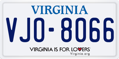 VA license plate VJO8066