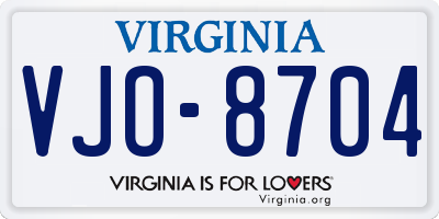 VA license plate VJO8704
