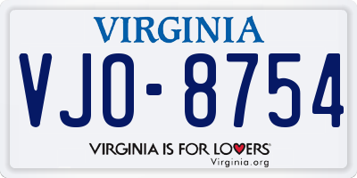 VA license plate VJO8754