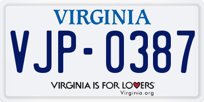 VA license plate VJP0387