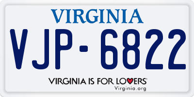 VA license plate VJP6822