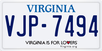 VA license plate VJP7494