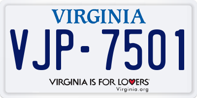 VA license plate VJP7501