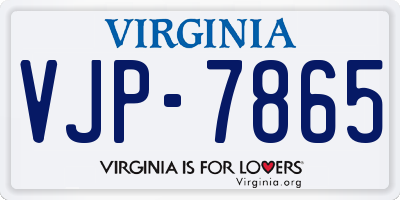 VA license plate VJP7865